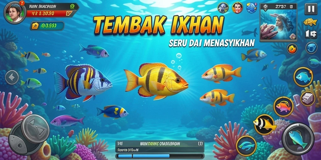 Tampilan gameplay Tembak Ikan yang menegangkan dan penuh warna.