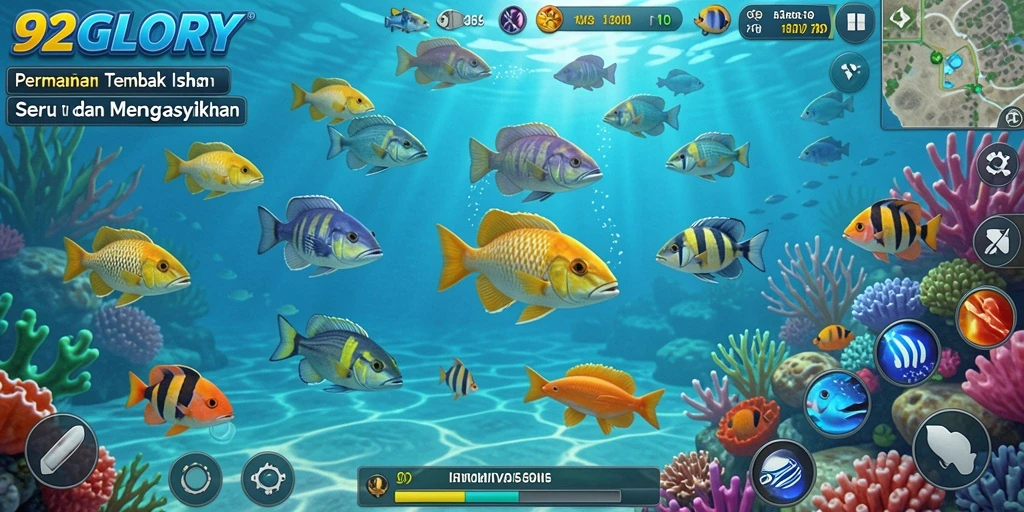 Tampilan gameplay <strong>92GLORY</strong> yang menampilkan aksi Tembak Ikan yang seru.