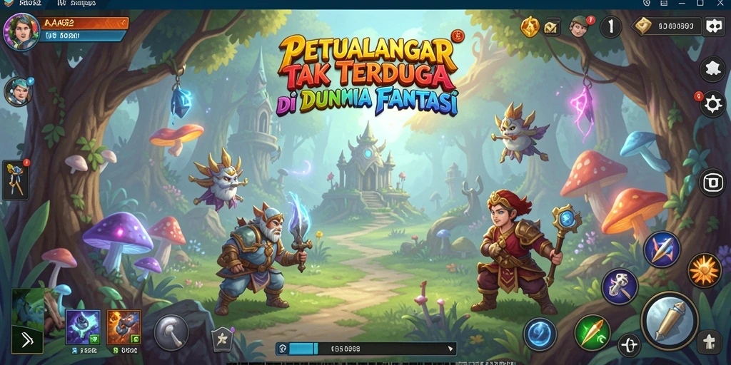 Screenshot gameplay menunjukkan karakter menjelajahi hutan misterius.