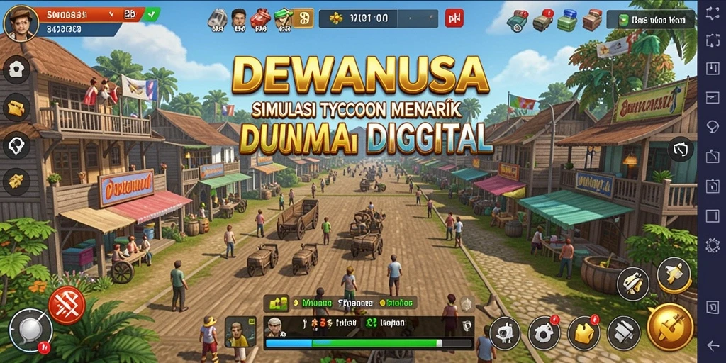 Tampilan gameplay DEWANUSA yang menarik dengan berbagai elemen Tycoon.