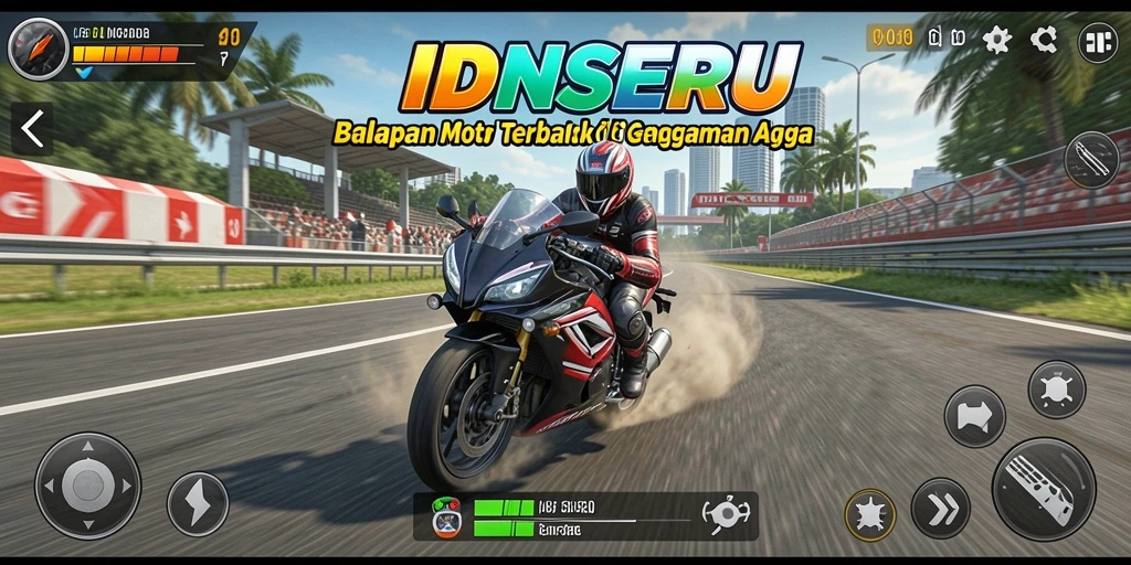 Tampilan menarik dari gameplay balapan motor di IDNSERU.