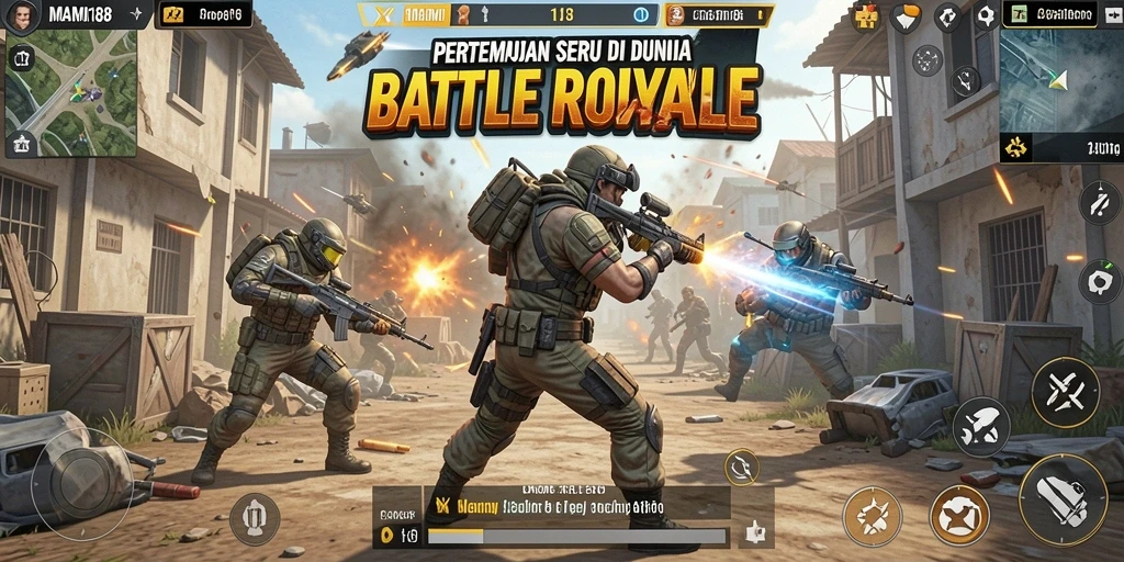 Tangkapan layar gameplay MAMI188 di medan perang Battle Royale.