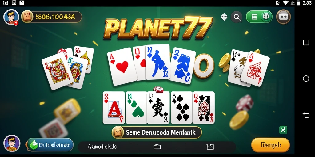 Gameplay Domino seru dalam aplikasi PLANET77.