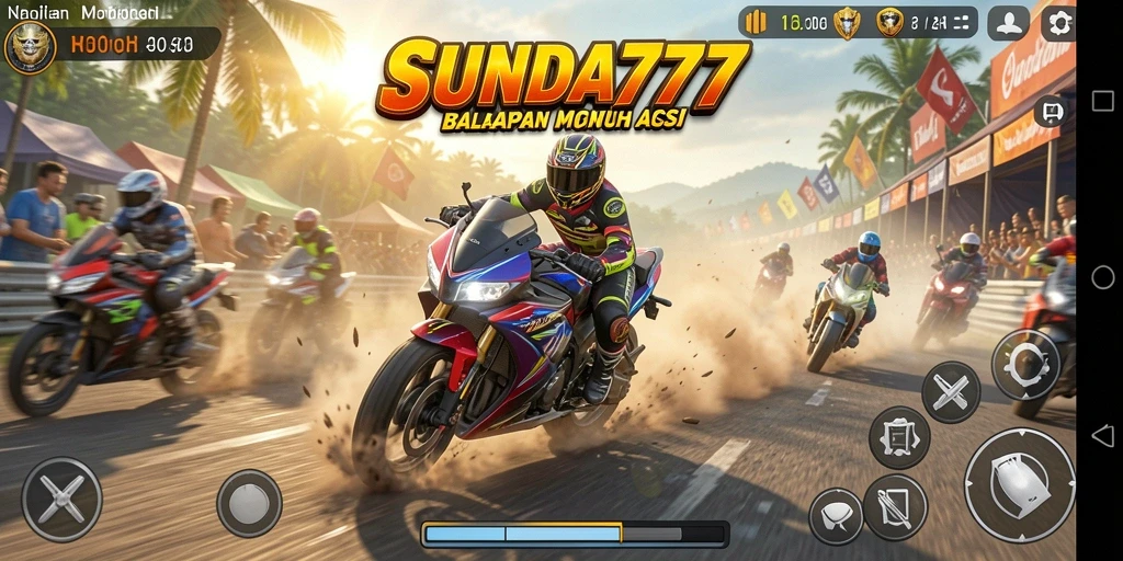 Tampilan gameplay SUNDA777 yang menegangkan dan penuh aksi balapan motor.