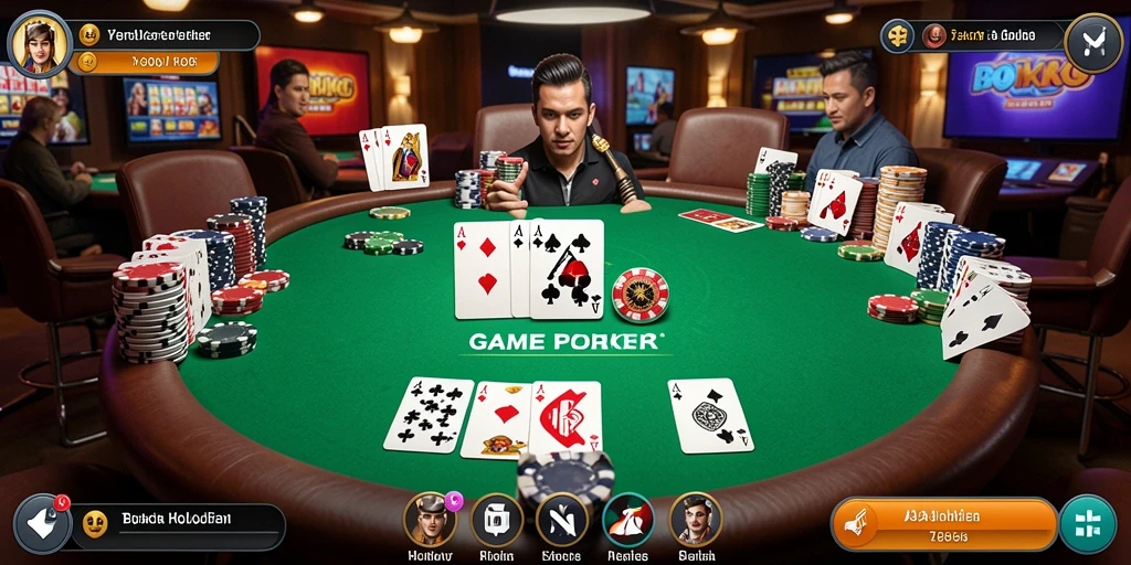 Tangkapan layar V98 menampilkan aksi seru permainan Poker.