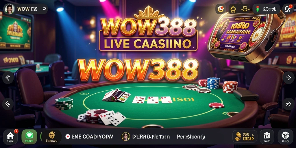 Tampilan gameplay WOW388 dengan dealer langsung dan suasana kasino yang realistis.